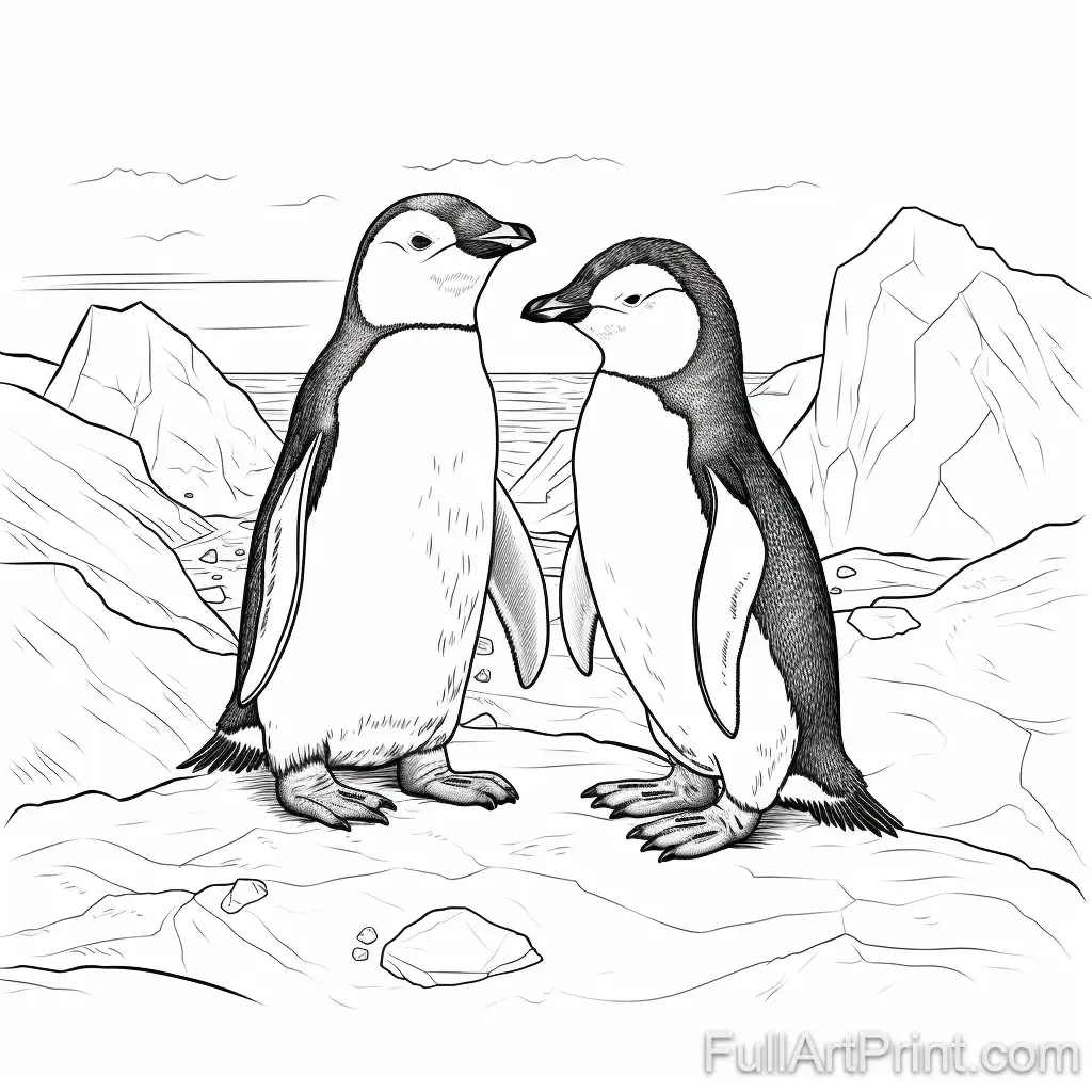 Adorable Penguins Coloring Page