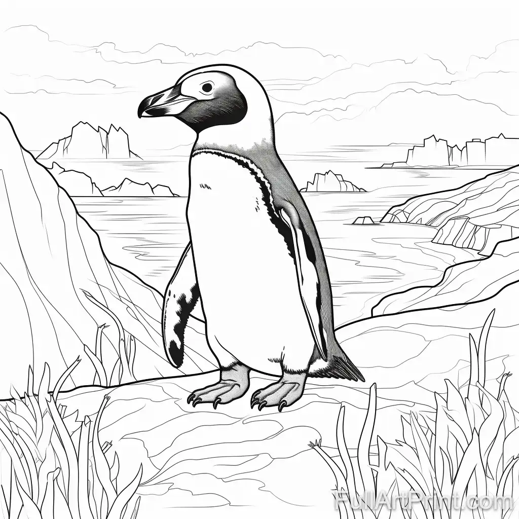 African Penguin Habitat Coloring Page