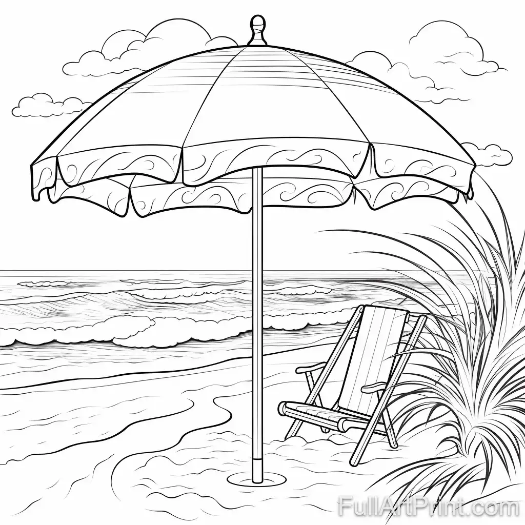 Beach Umbrella Delight Coloring Page
