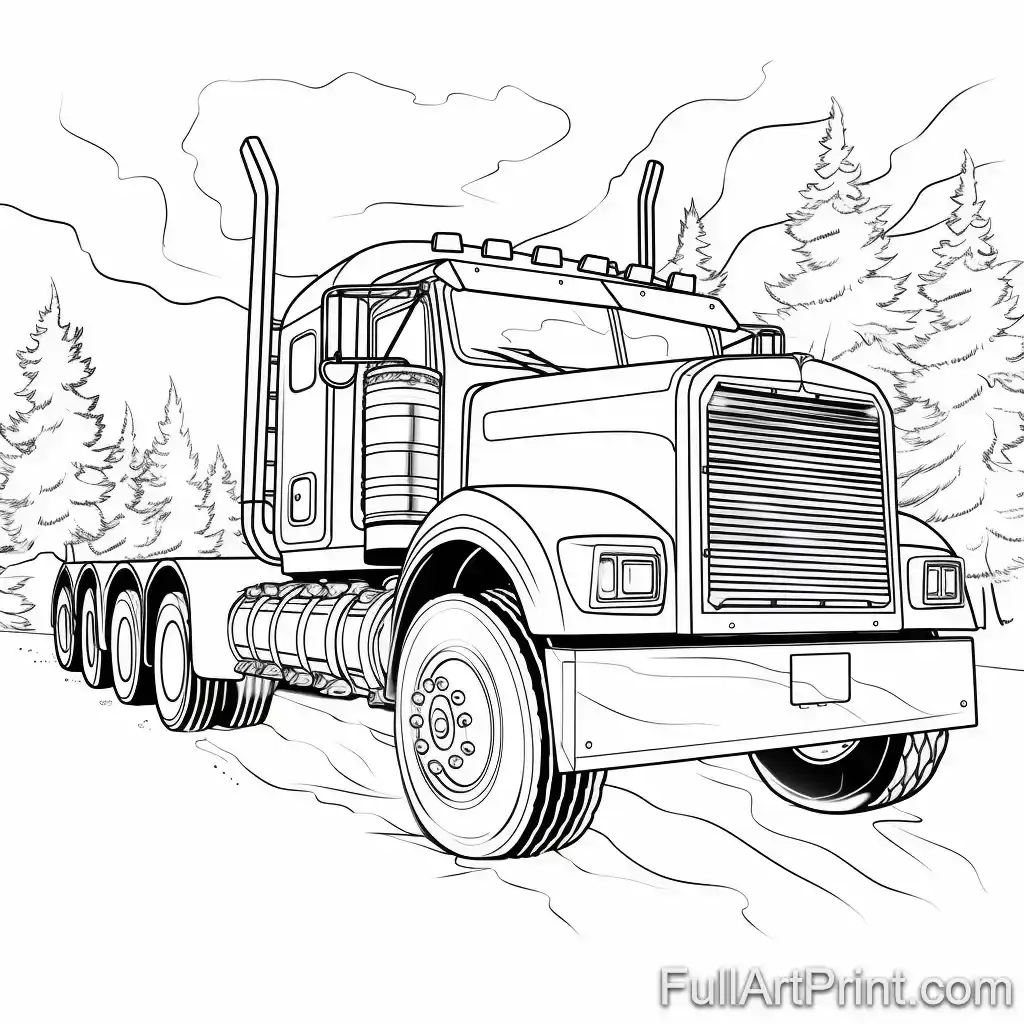 Big Rig Truck Adventure Coloring Page