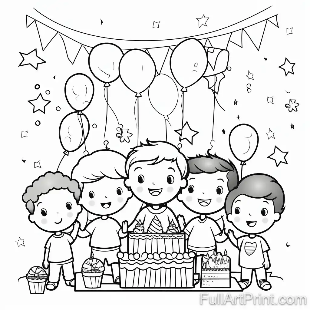 Birthday Banners Coloring Page