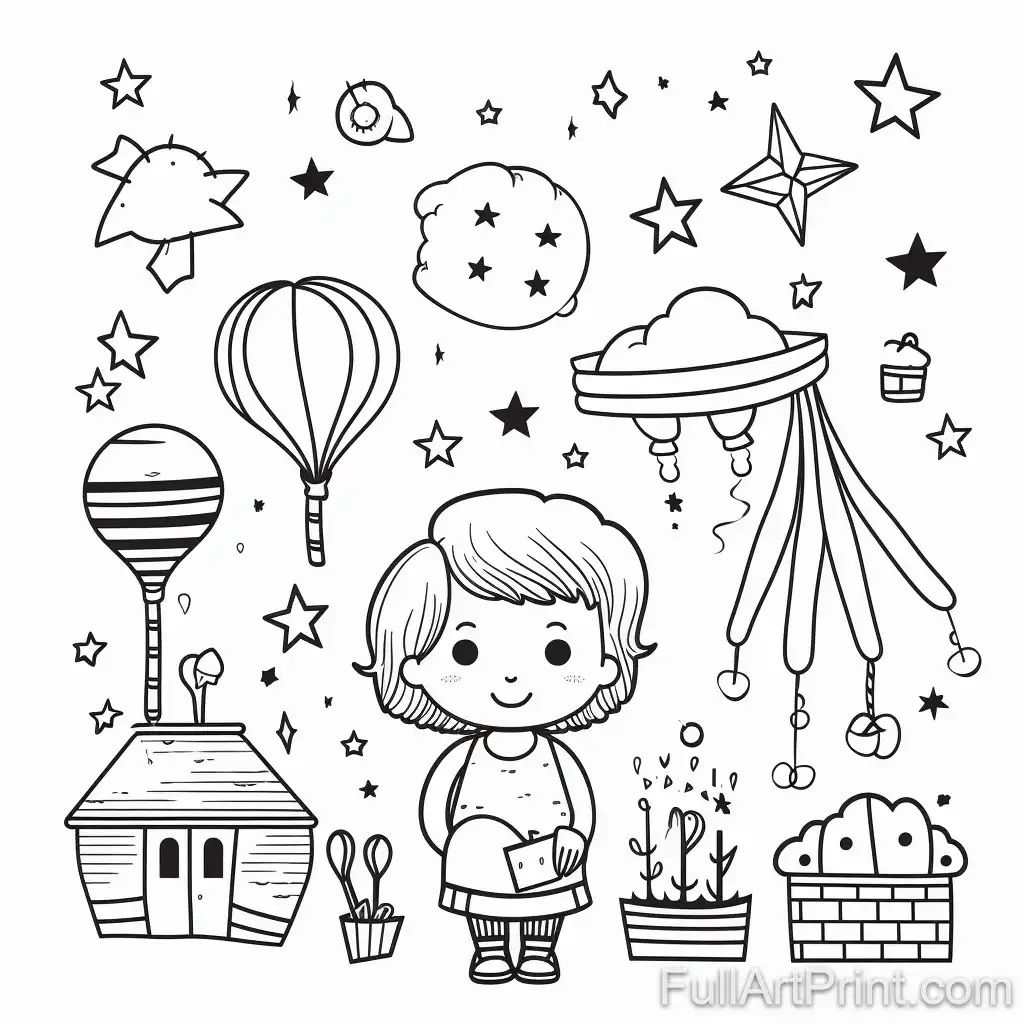 Birthday Memories Collage Coloring Page