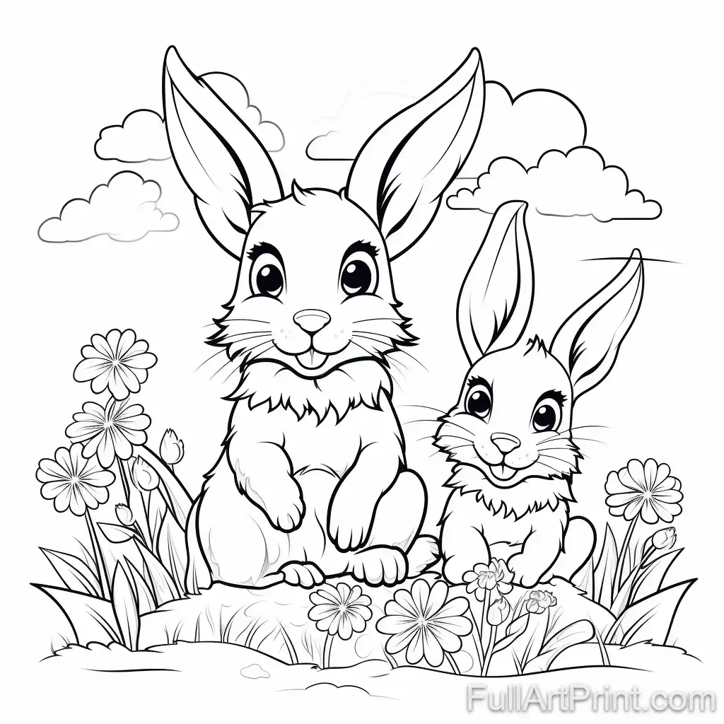 Bunny Family Coloring Page