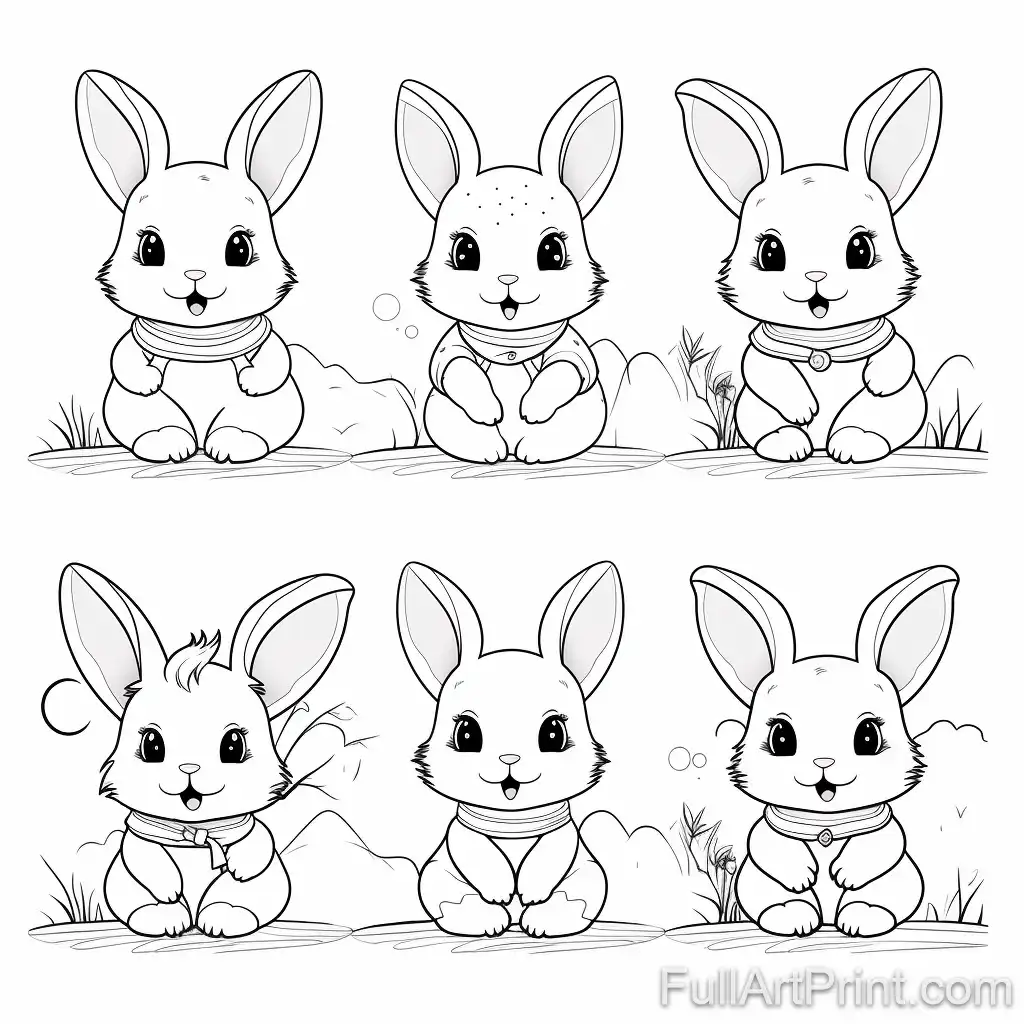 Bunny in Different Seasons Coloring Page