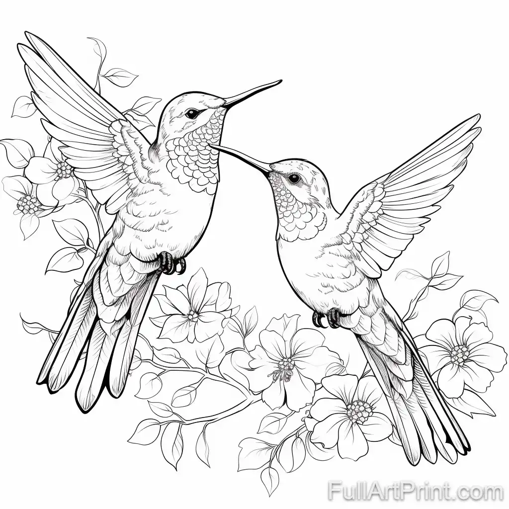 Charming Hummingbirds Coloring Page