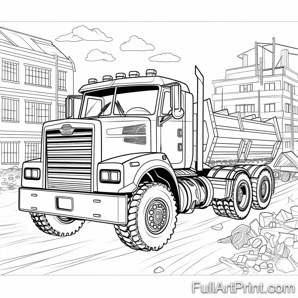 Construction truck Site Champion Coloring Page