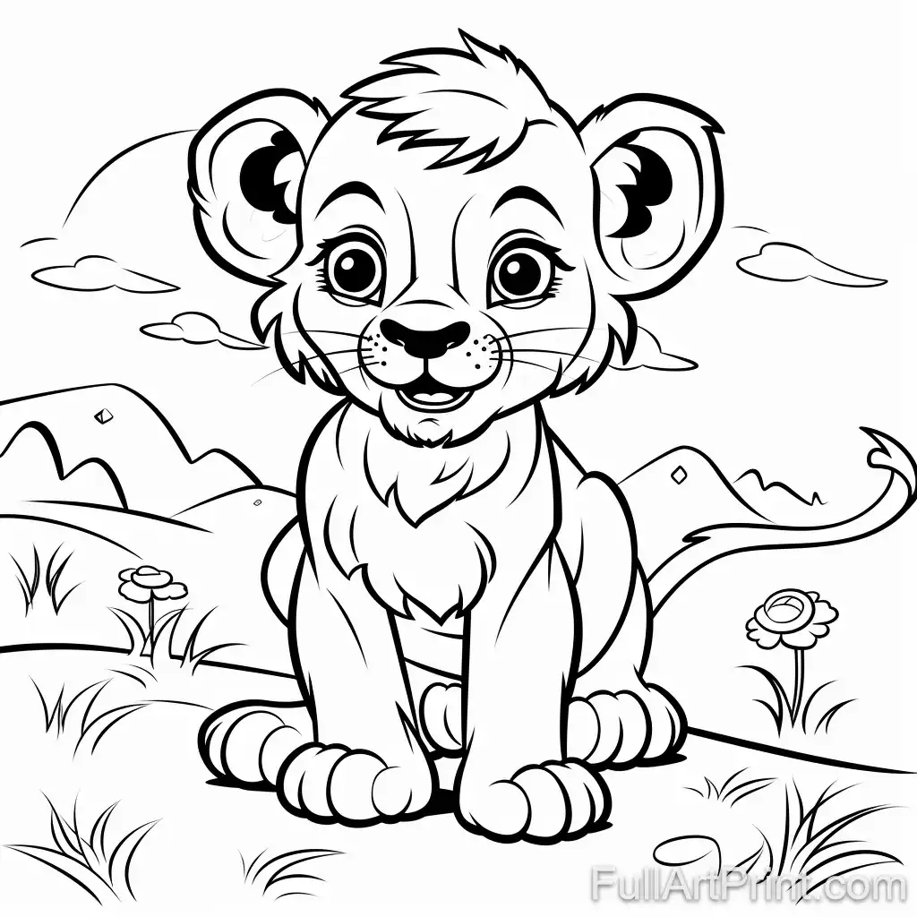 Cute Lion Cub Coloring Page