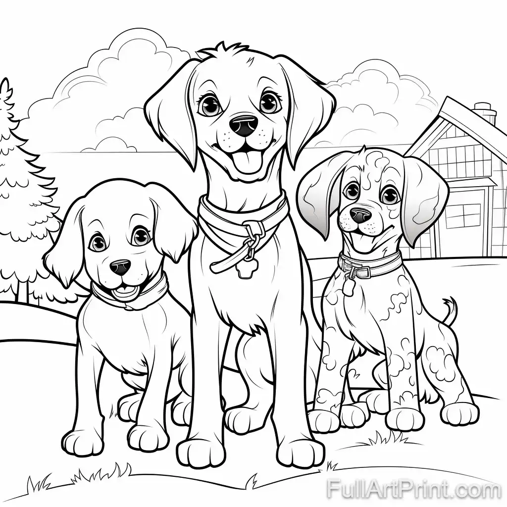 Doggy Friends Coloring Page