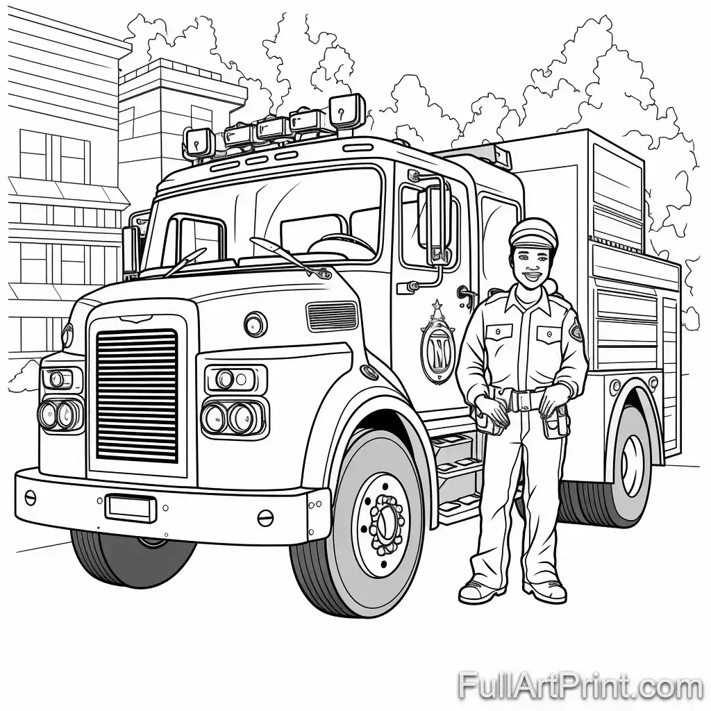 Fire Truck Hero Coloring Page