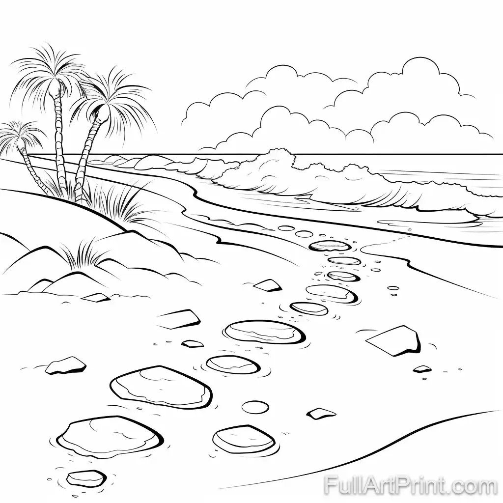 Footprints in the Sand Coloring Page