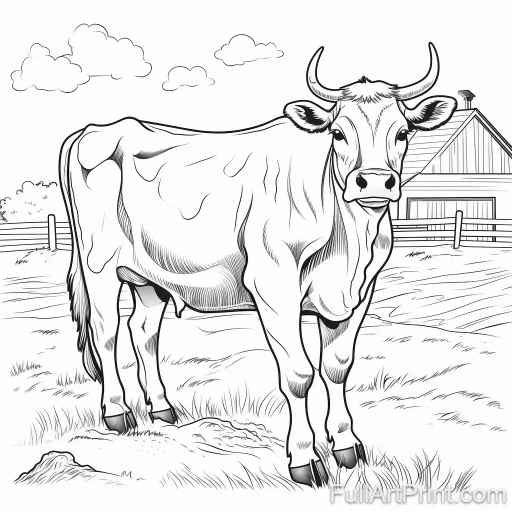 Friendly Farm Cow Coloring Page
