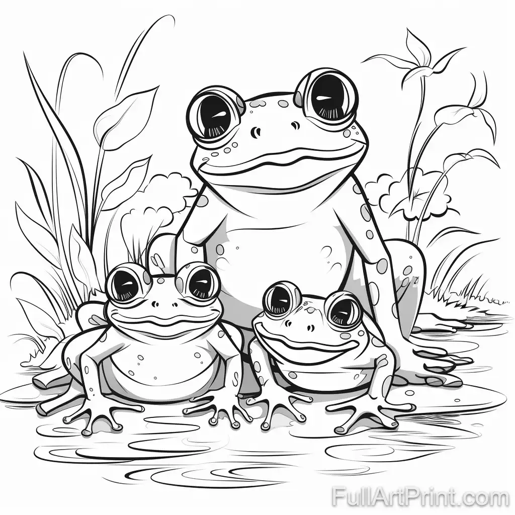Frog Family Coloring Page