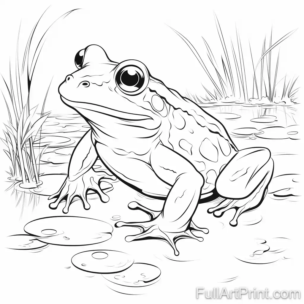 Frog in a Pond Coloring Page
