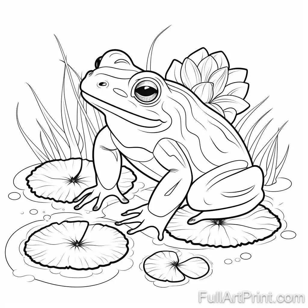 Frog on a Lily Pad Coloring Page