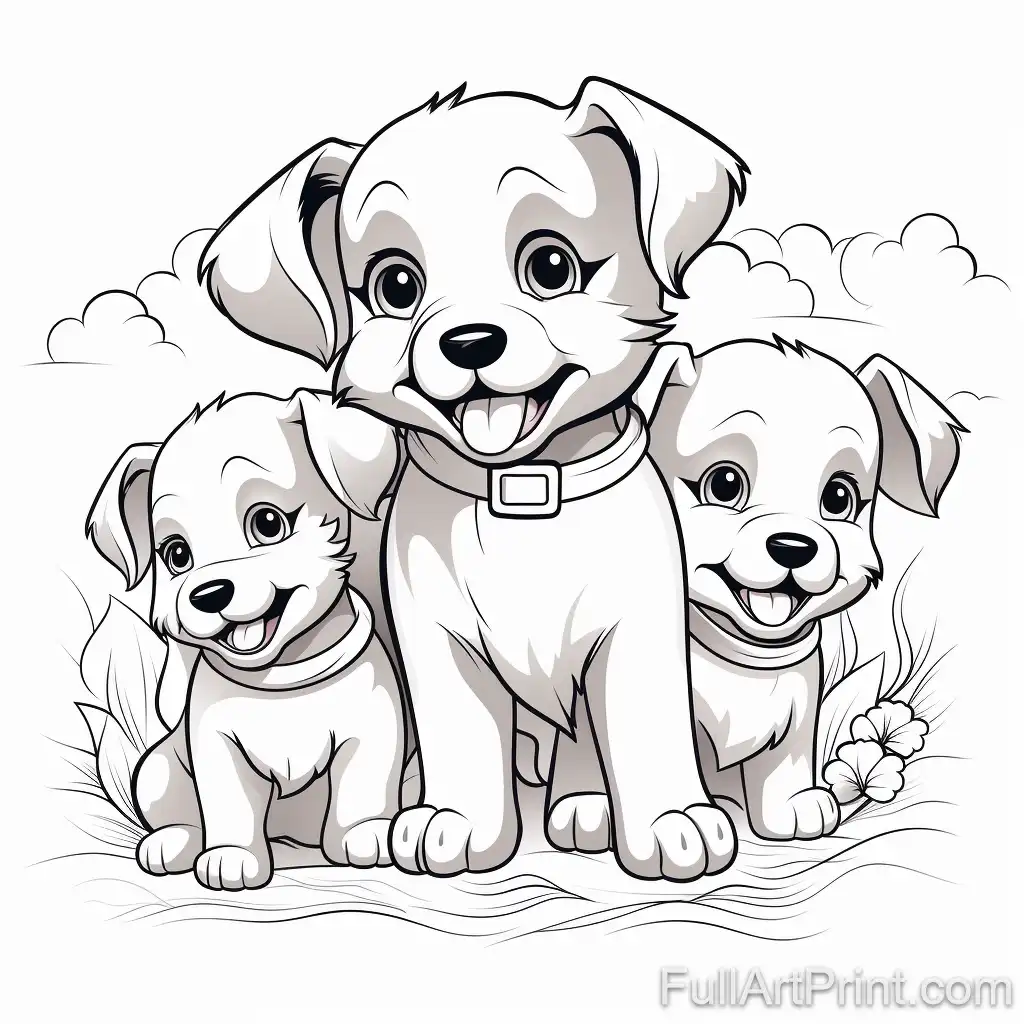 Happy Puppies Coloring Page