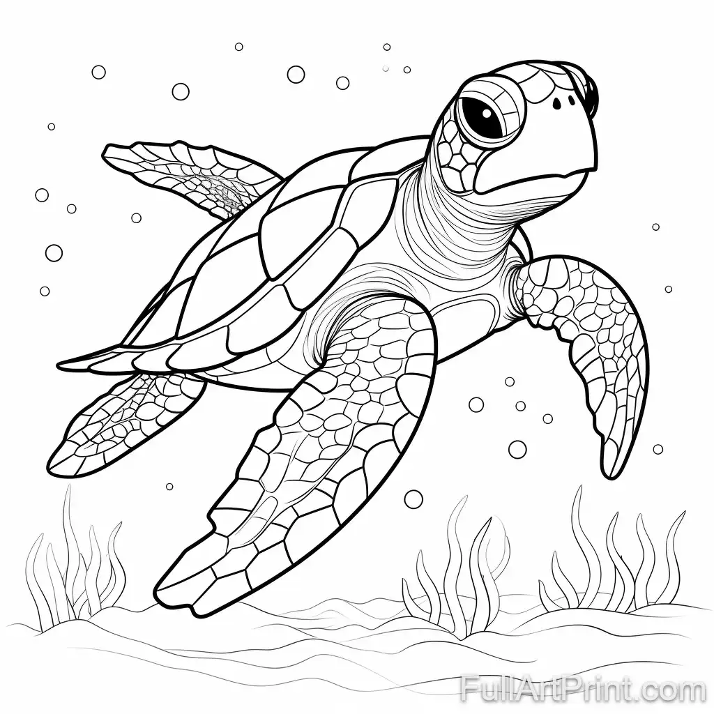 Hawksbill Turtle Coloring Page