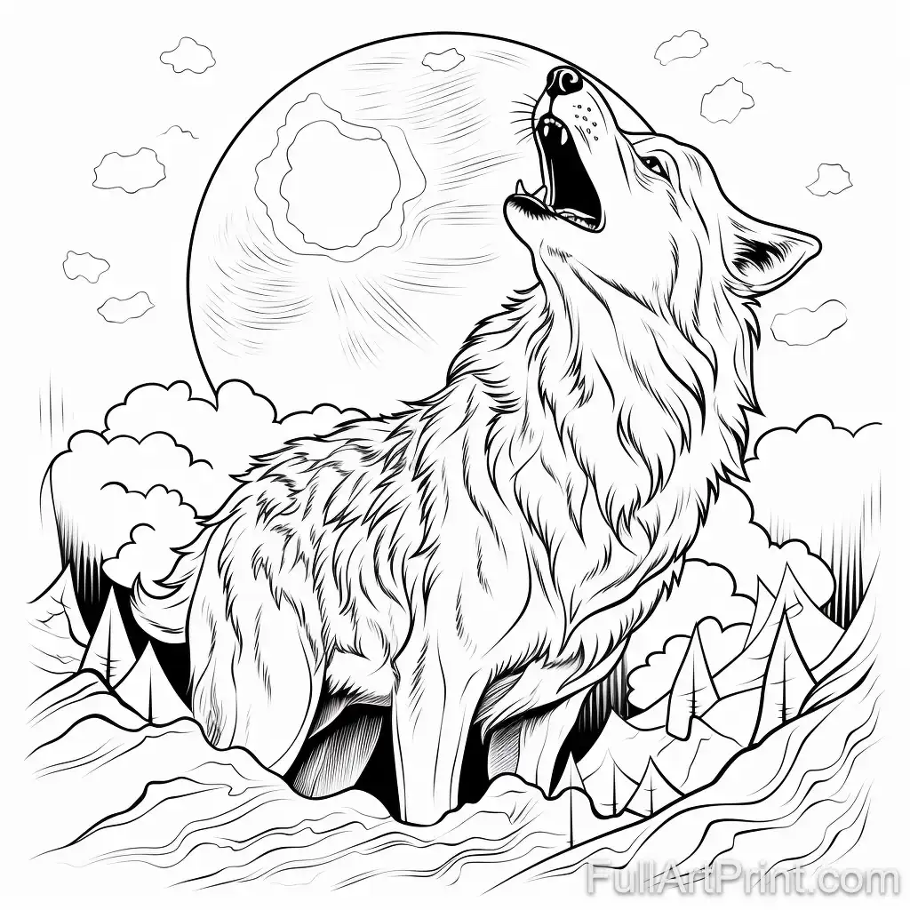 Howling at the Moon Coloring Page