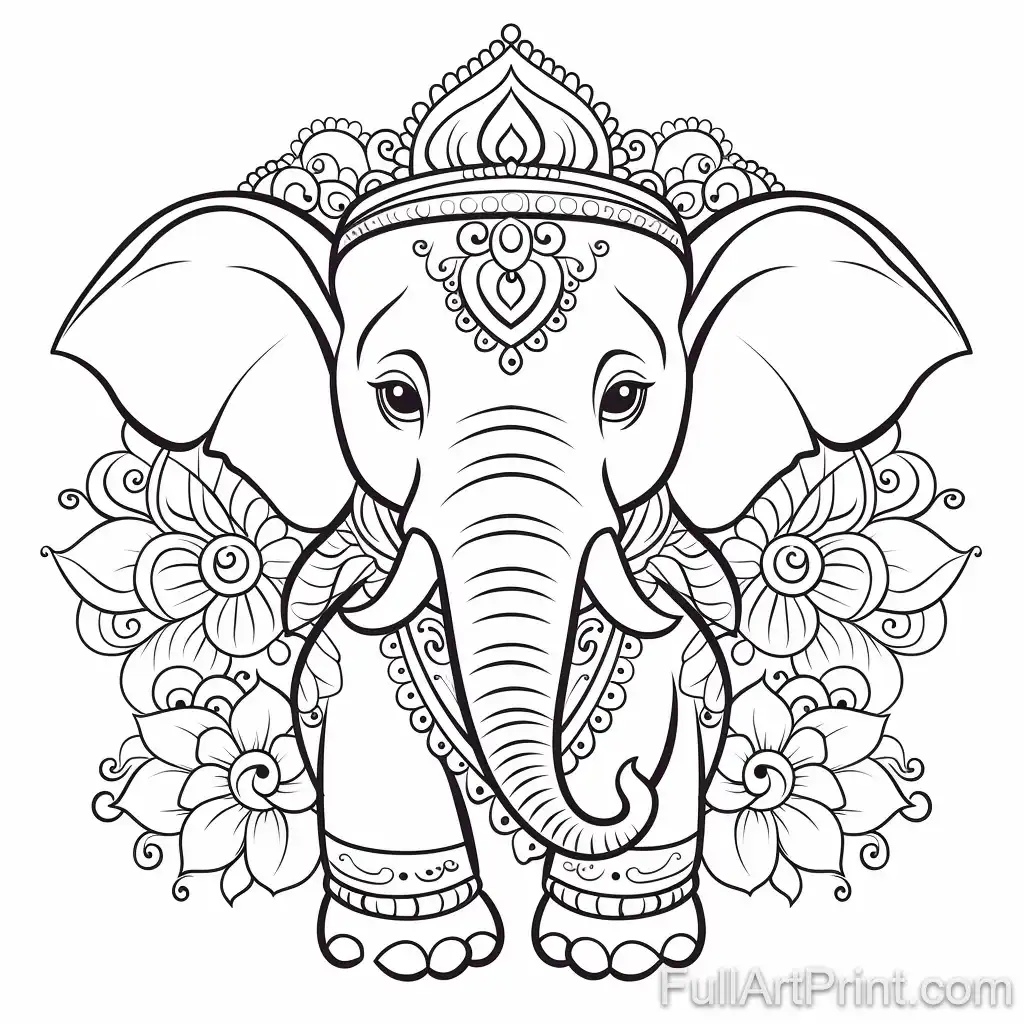 Indian Elephant Festival Coloring Page