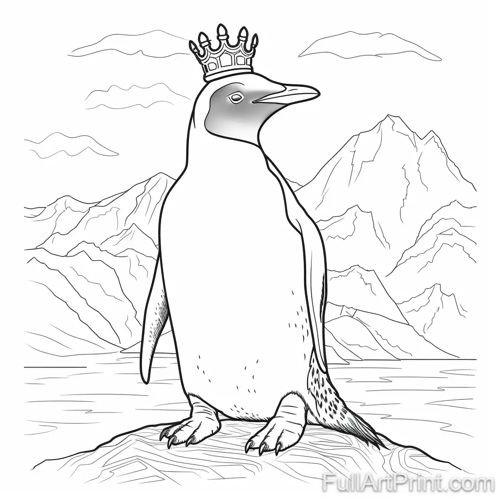 King Penguin Majesty Coloring Page