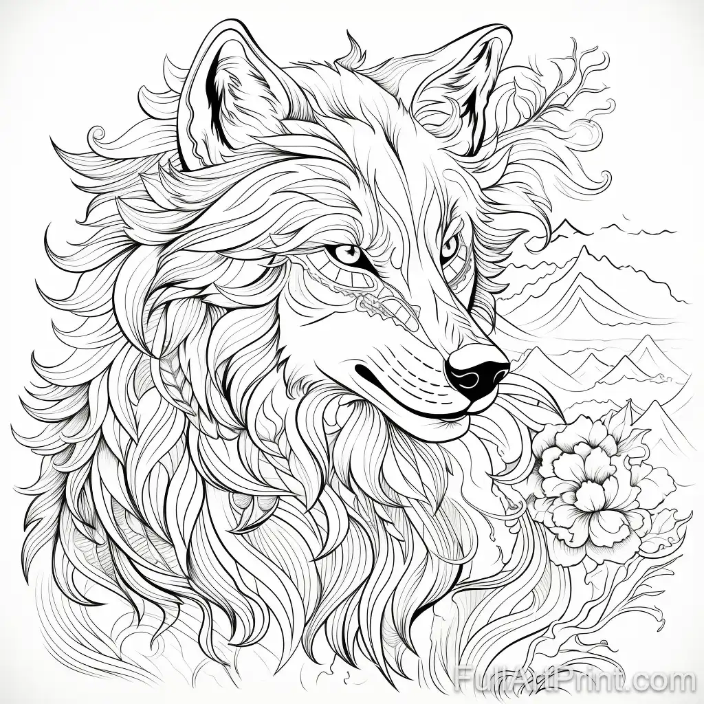 Majestic Alpha Wolf Coloring Page