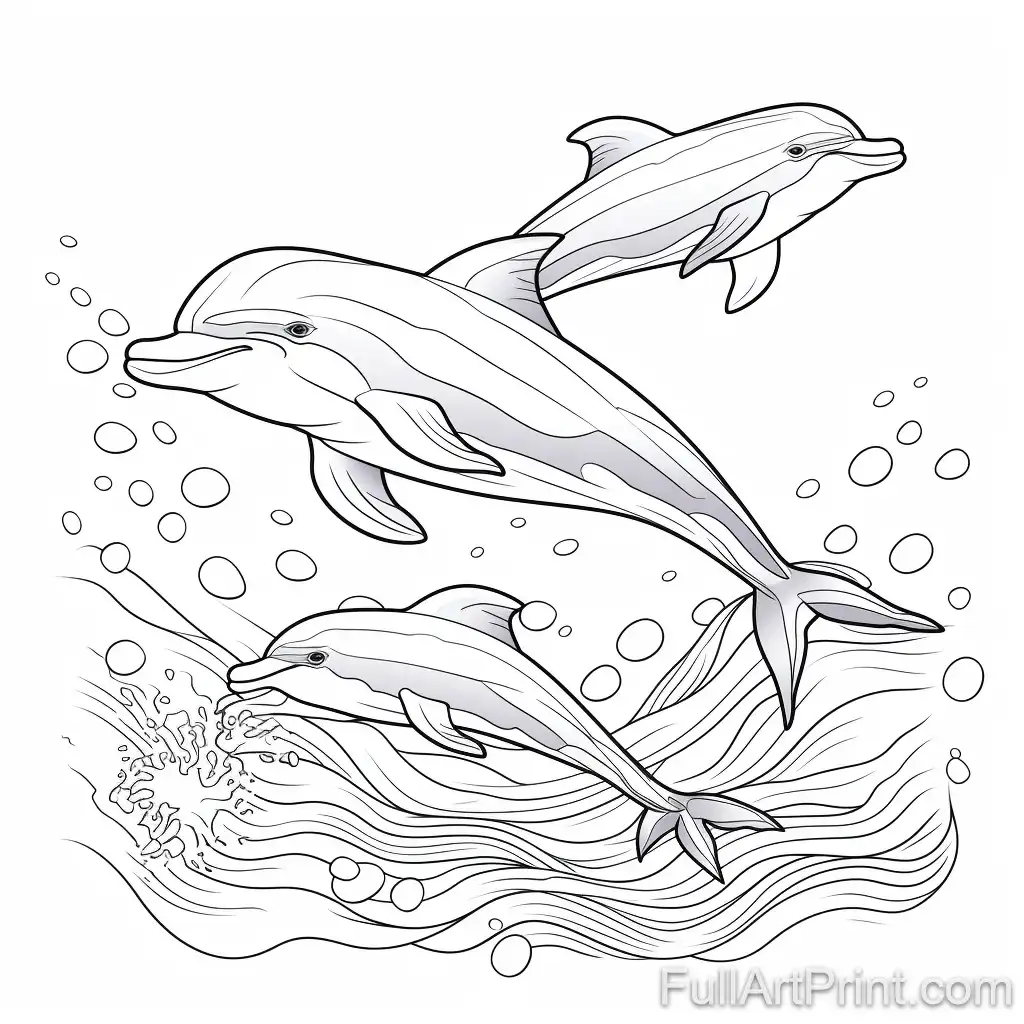 Majestic Dolphin Pod Coloring Page