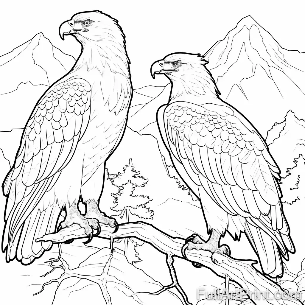 Majestic Eagles Coloring Page