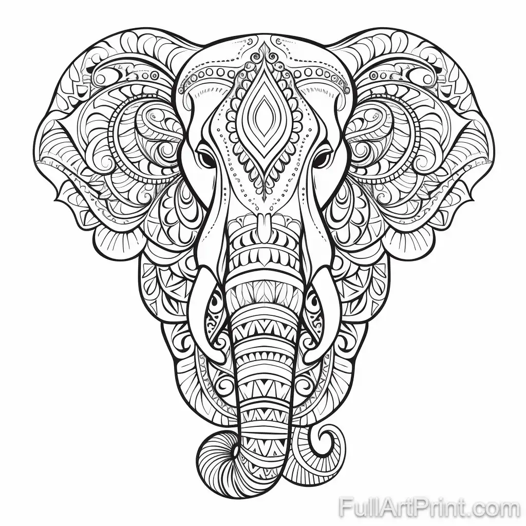 Majestic Elephant Portrait Coloring Page