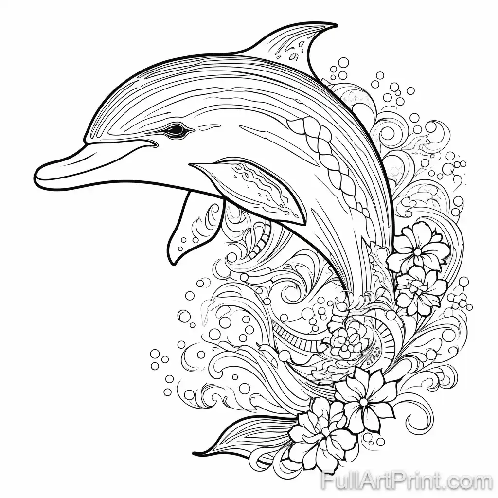 Mystic Dolphin Enigma Coloring Page