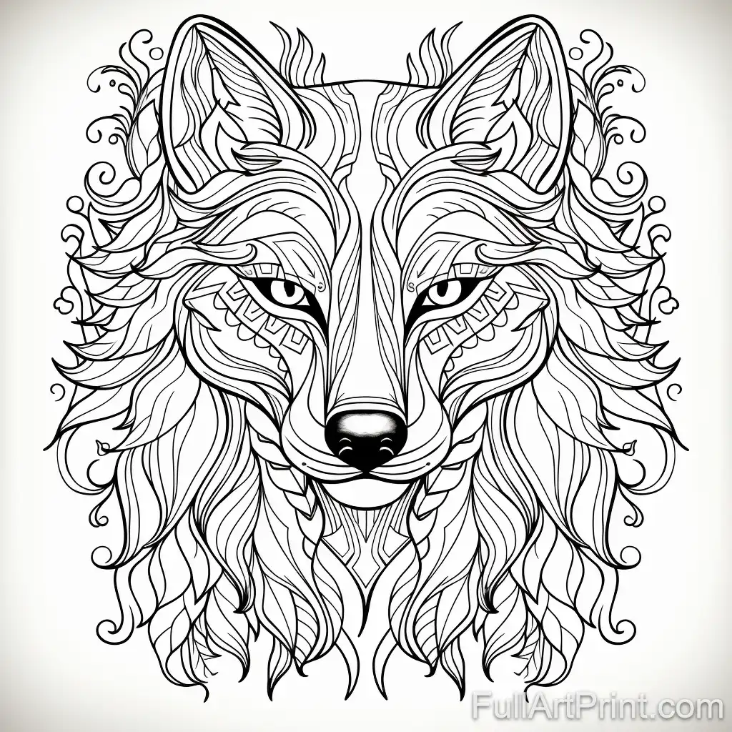 Mystical Wolf Coloring Page