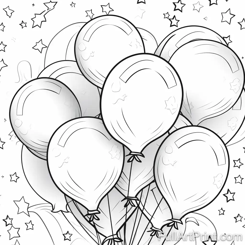 Party Balloons Galore Coloring Page