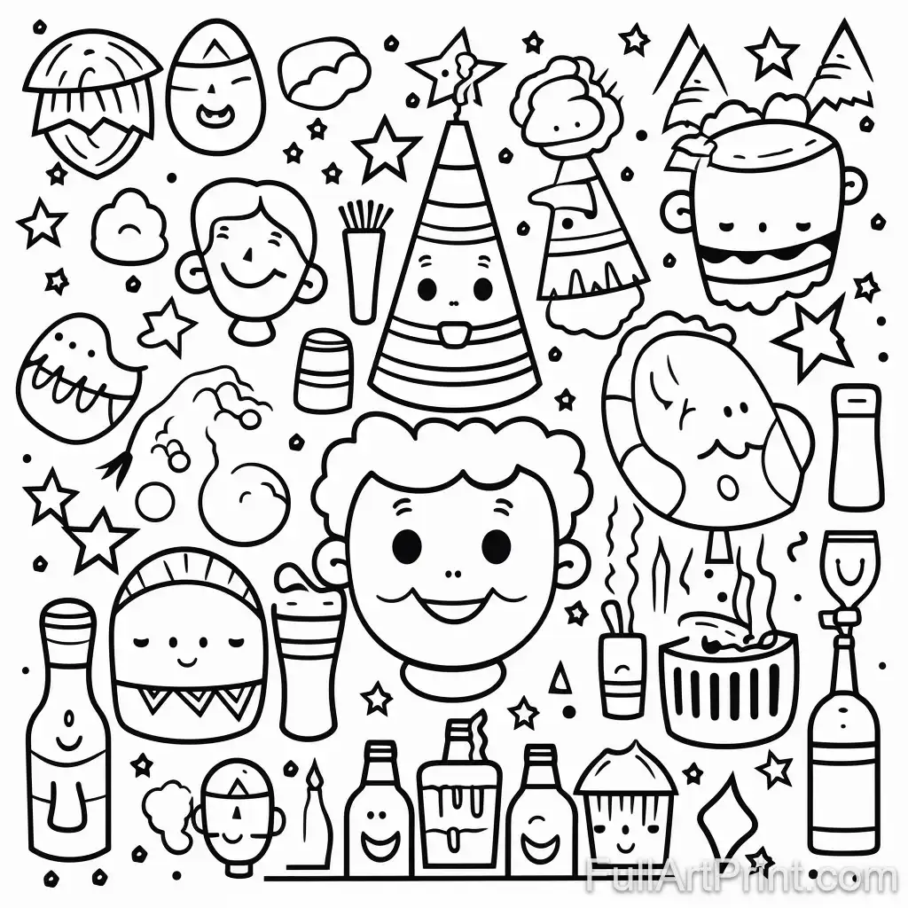 Party Hat Fun Coloring Page