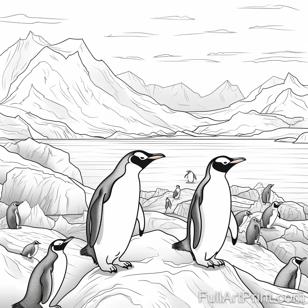 Penguin Colony Coloring Page