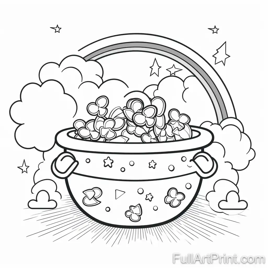 Pot of Gold at the End of the Rainbow Coloring Page