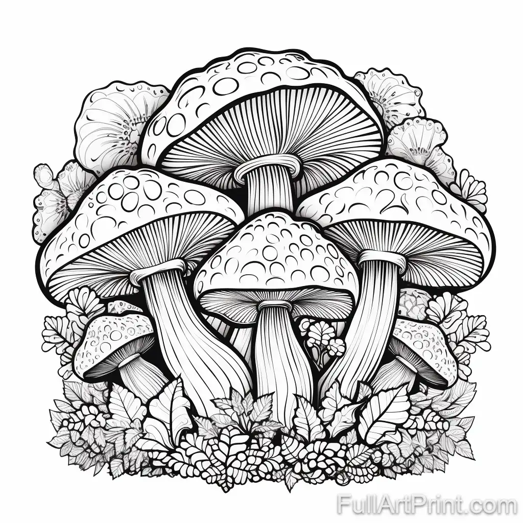 Psychedelic Mushroom Art Coloring Page