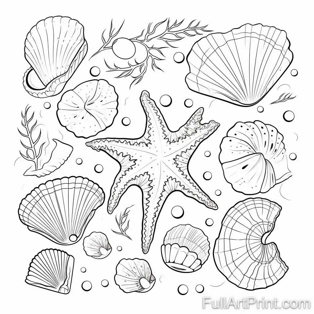 Seashells Galore Coloring Page