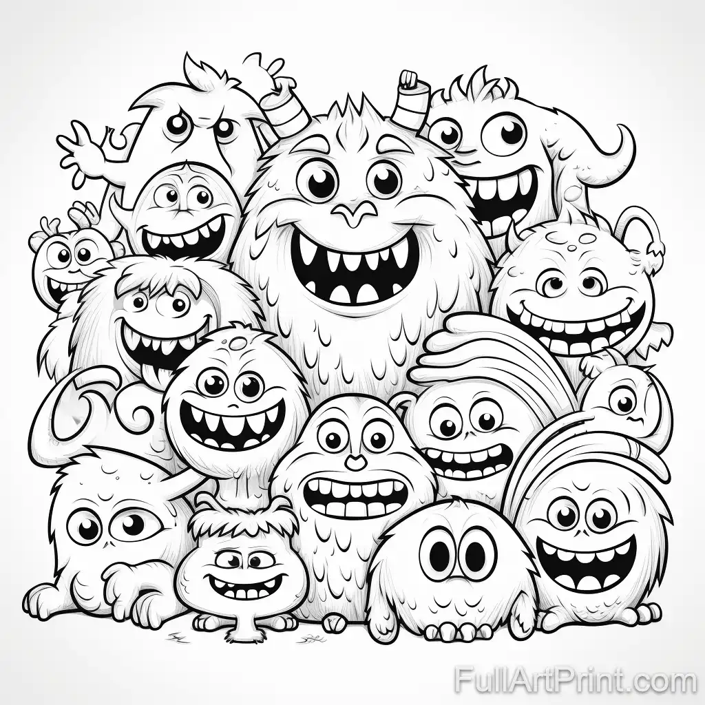 Silly Monsters Galore Coloring Page