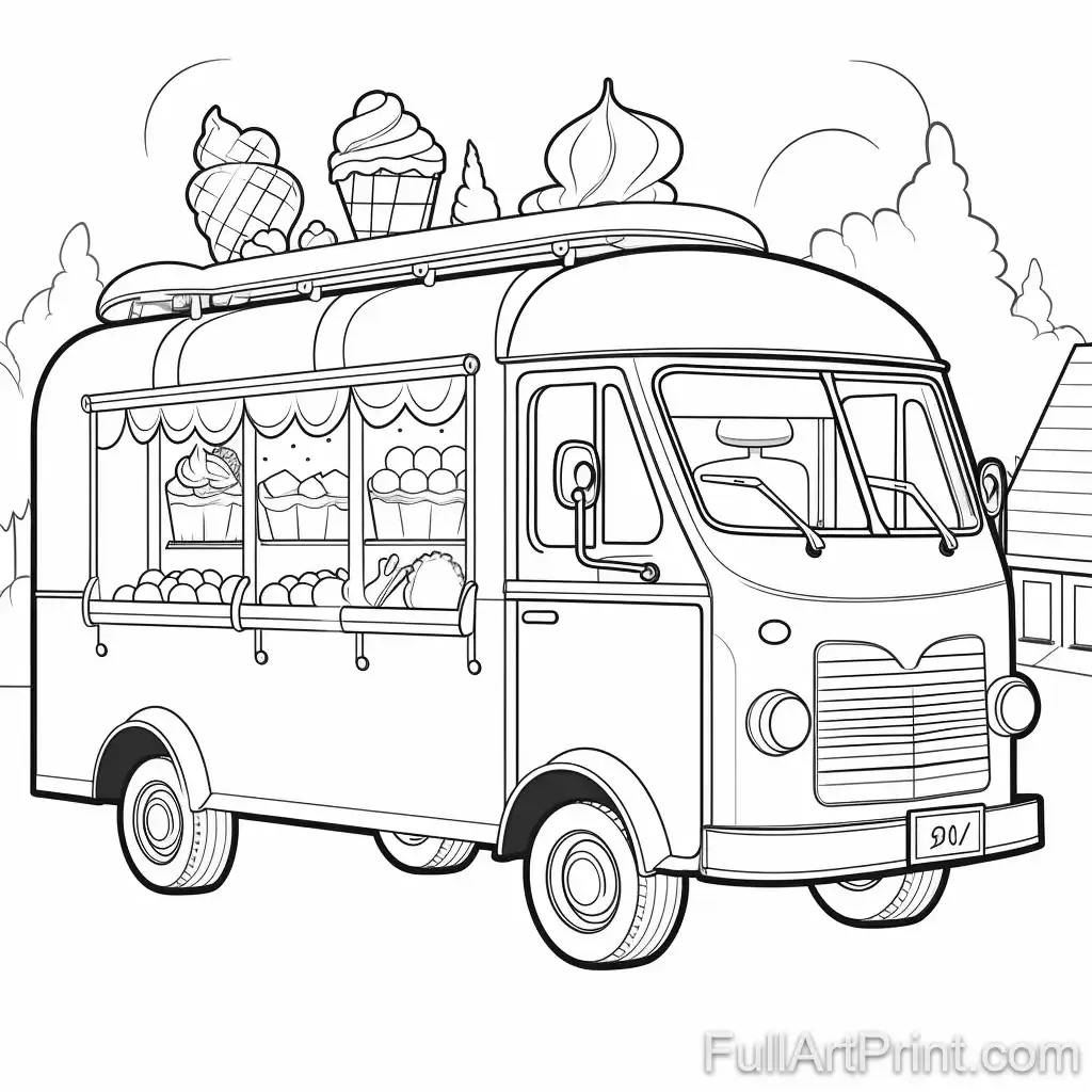 The Playful Ice Cream Truck Coloring Page