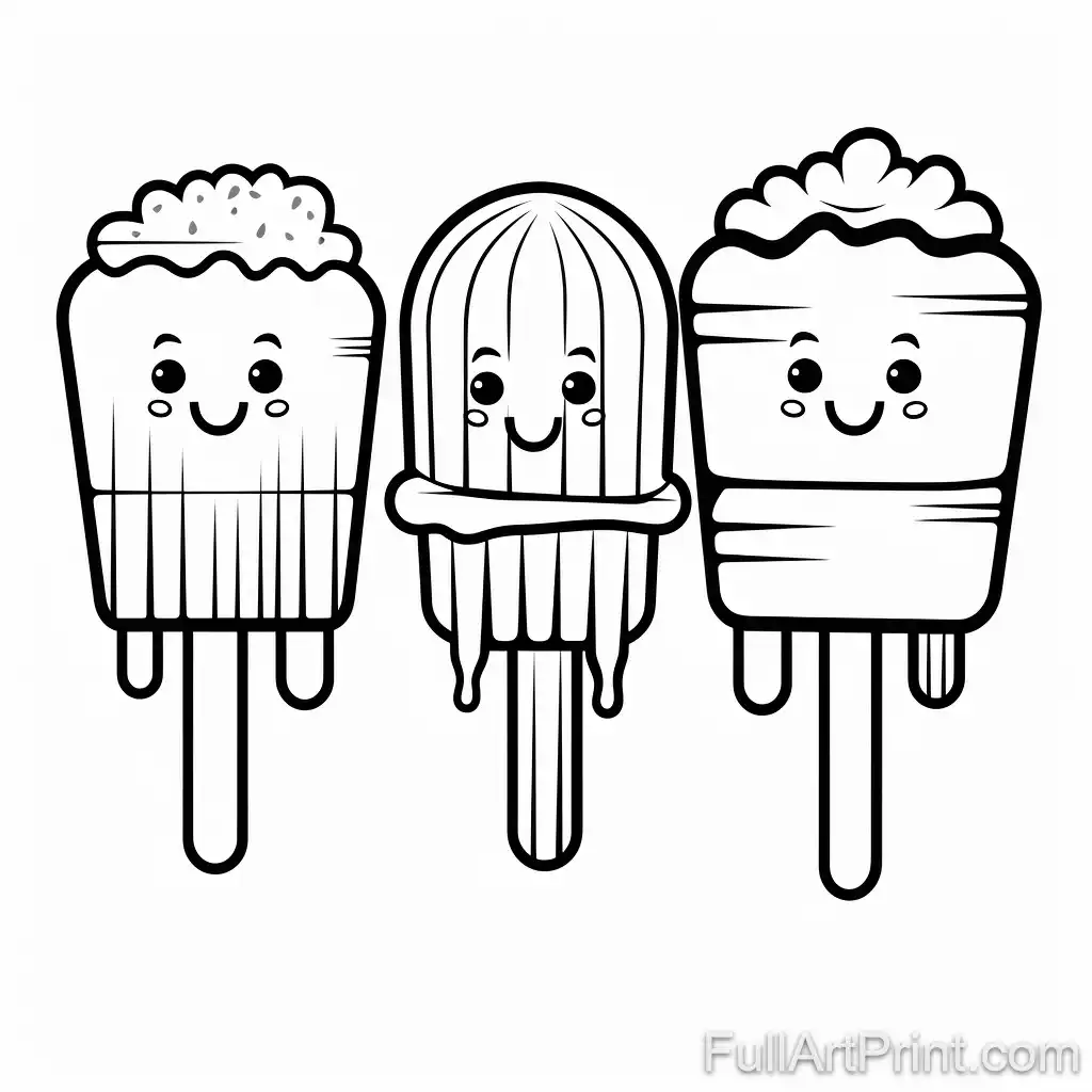 The Refreshing Ice Cream Popsicles Coloring Page